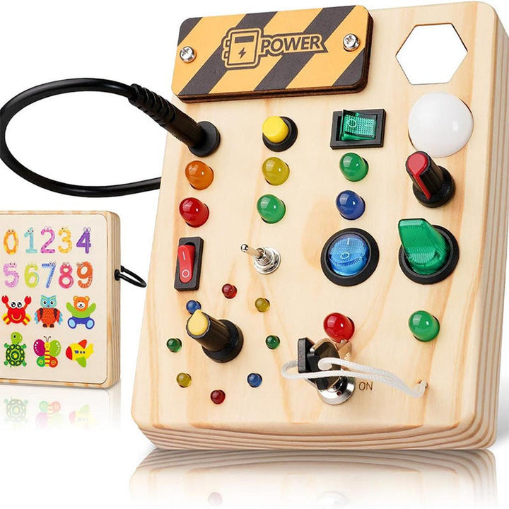Interactive Wooden Sensory Board with Switches and Buttons