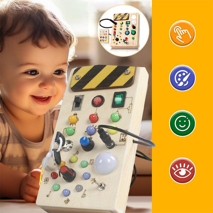 Interactive Wooden Sensory Board with Switches and Buttons