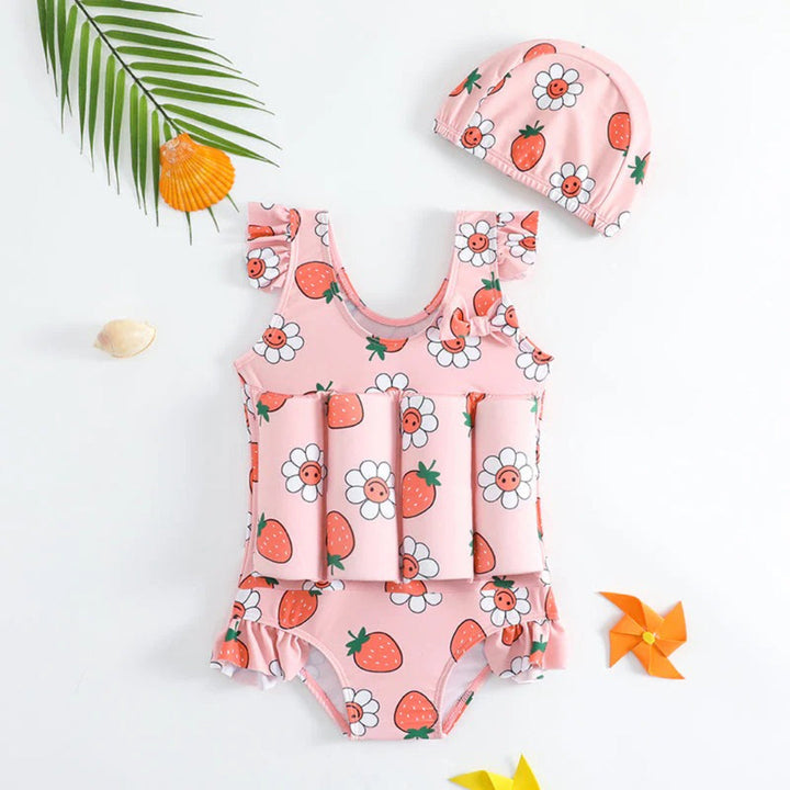 Girls' Pink UV Protection Swimsuit with Floatation Features