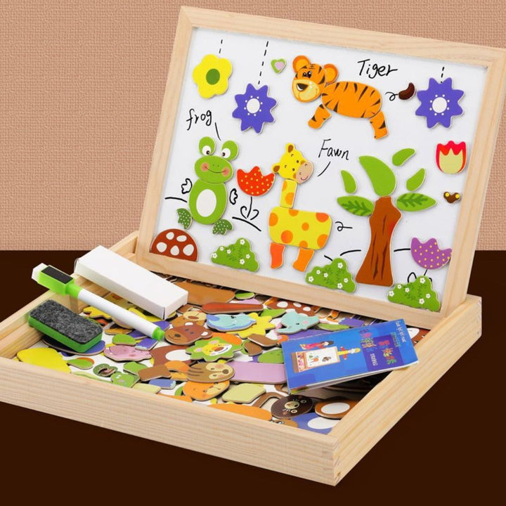 2-in-1 Montessori Drawing Table – Magnetic & Chalkboard Combo