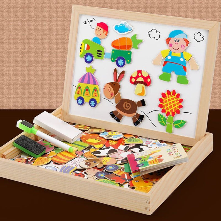 2-in-1 Montessori Drawing Table – Magnetic & Chalkboard Combo