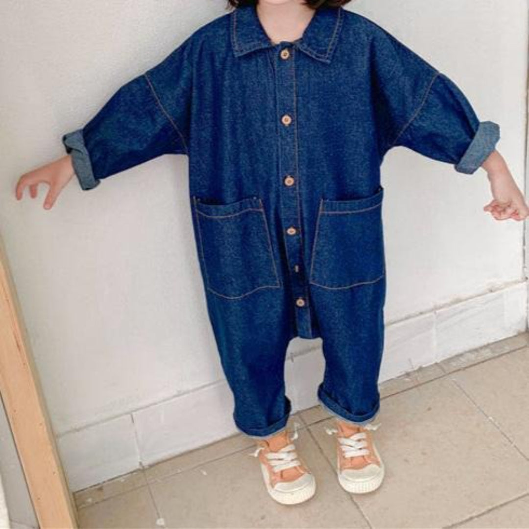 Button-Up Denim Overalls for Kids