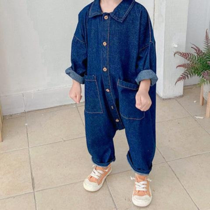 Button-Up Denim Overalls for Kids