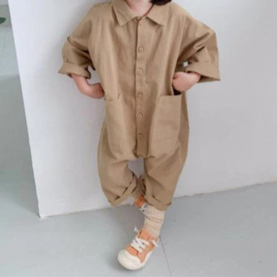 Button-Up Denim Overalls for Kids