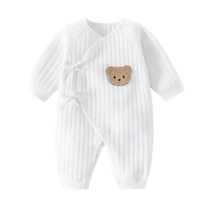 Long-Sleeve Bear Print Baby Romper Bodysuit