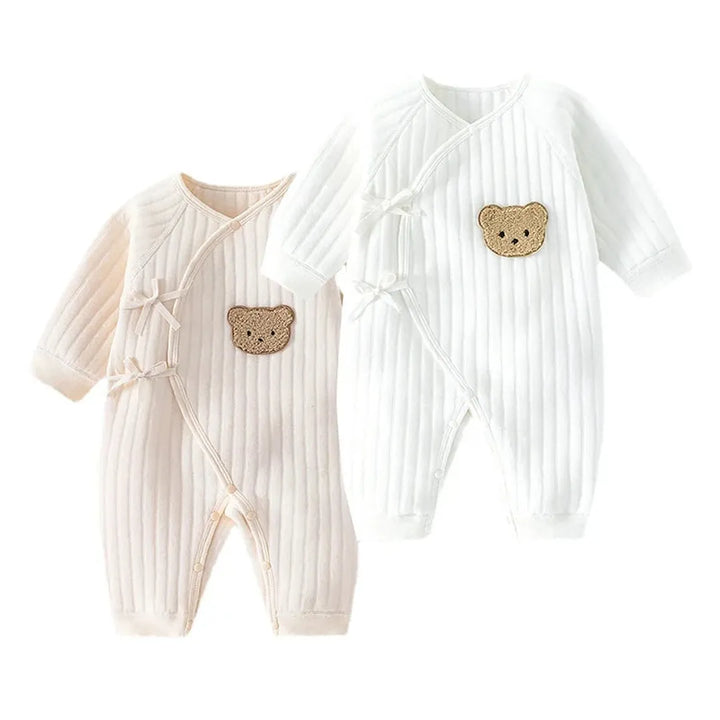 Long-Sleeve Bear Print Baby Romper Bodysuit