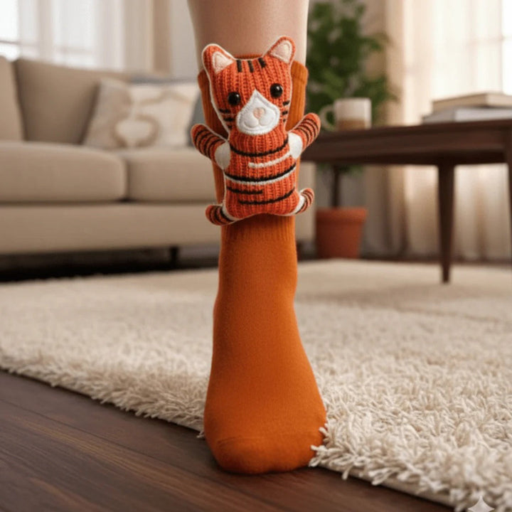 Cozy 3D Animal-Inspired Home Socks with Non-Slip Sole