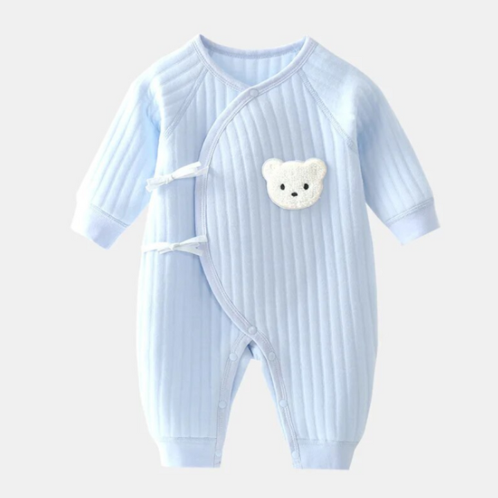 Long-Sleeve Bear Print Baby Romper Bodysuit