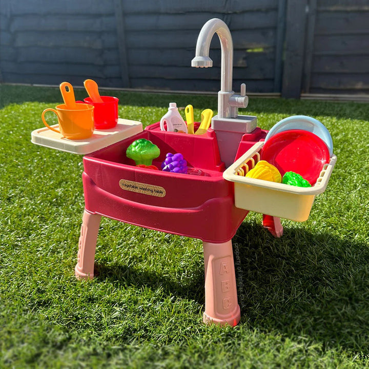 Kids' Play Kitchen Set with Functional Water Tap