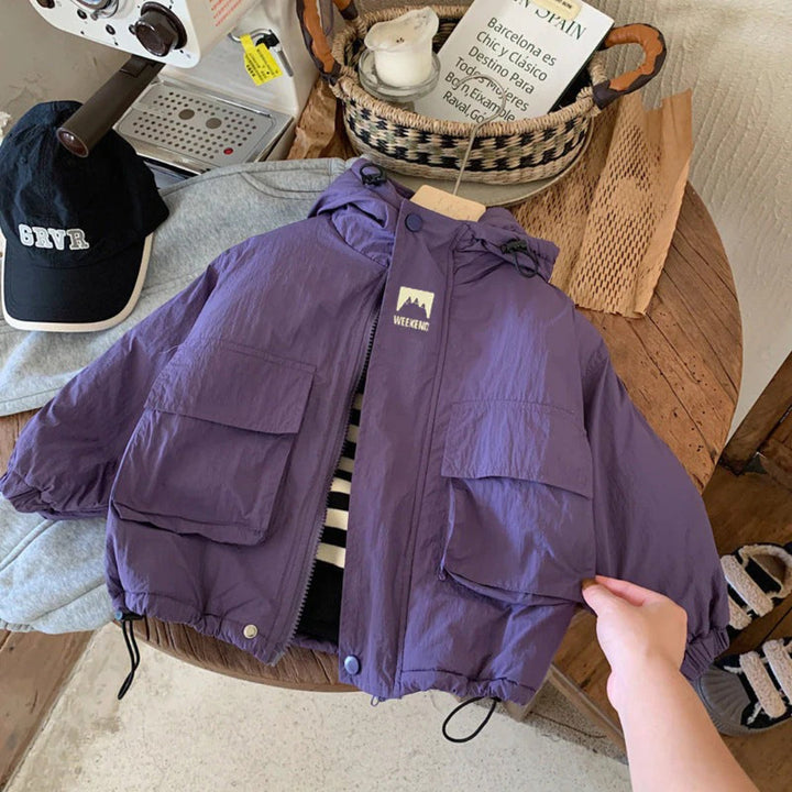 Unisex Polyester Hooded Windbreaker Jacket