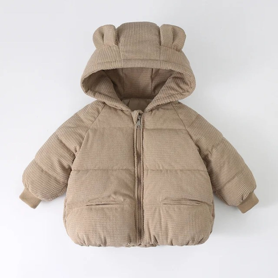 Girl's Winter Coat with Bear Ear Hood and Cuffed Sleeves