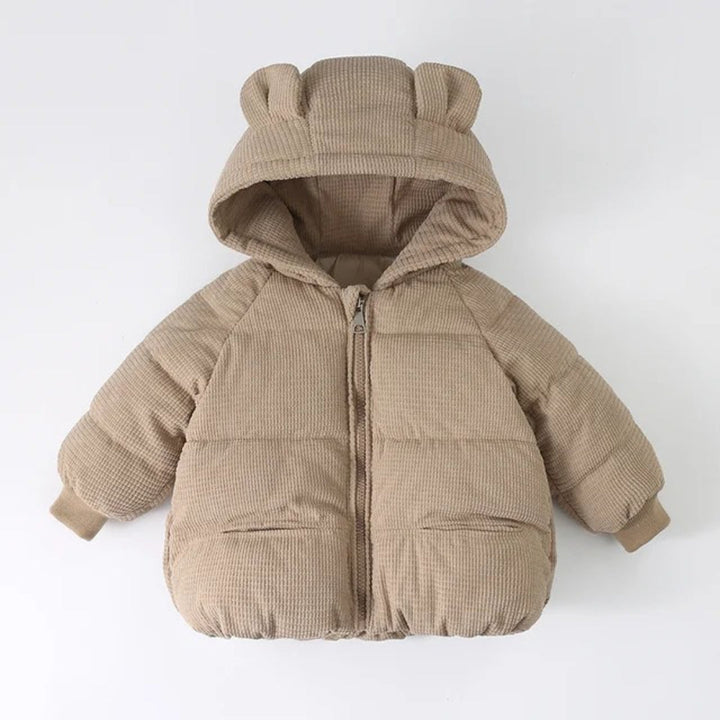 Girl's Winter Coat with Bear Ear Hood and Cuffed Sleeves