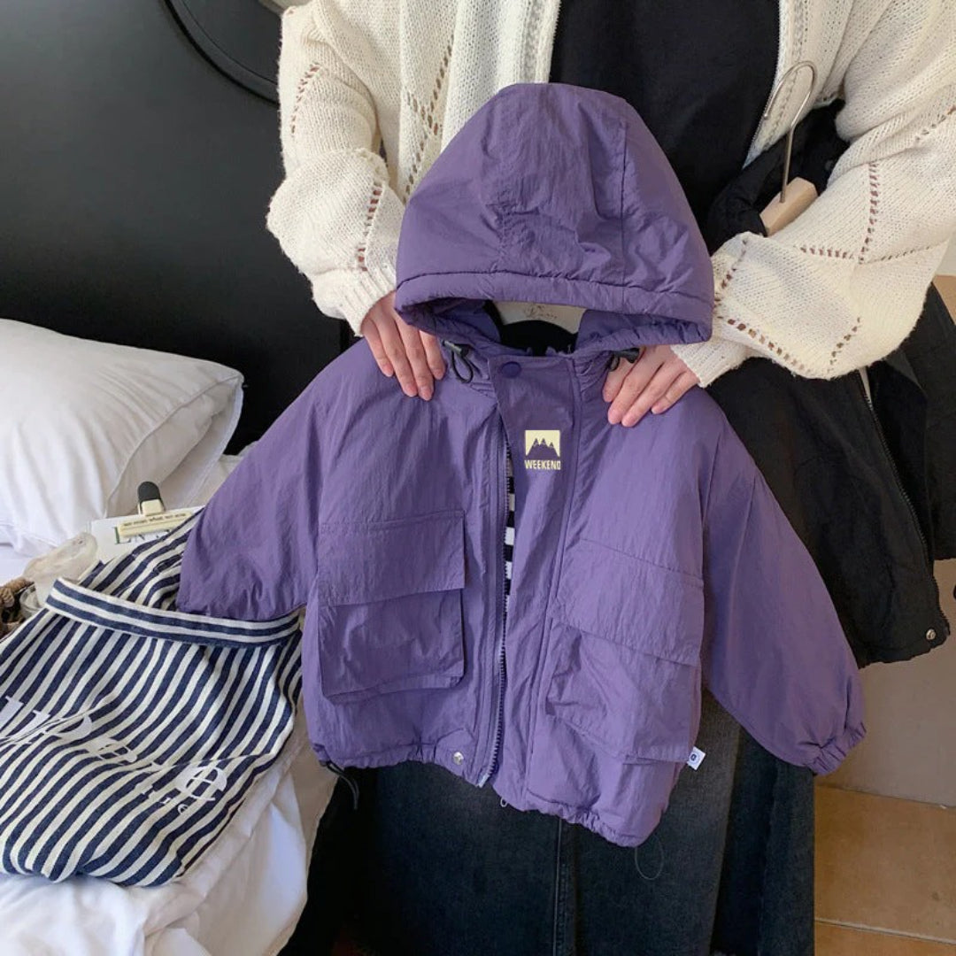 Unisex Polyester Hooded Windbreaker Jacket