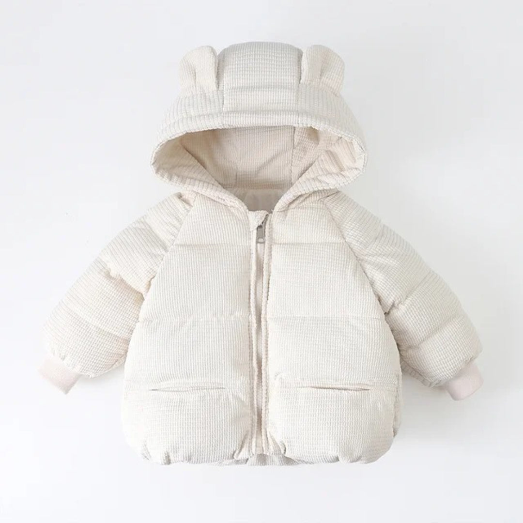 Girl's Winter Coat with Bear Ear Hood and Cuffed Sleeves