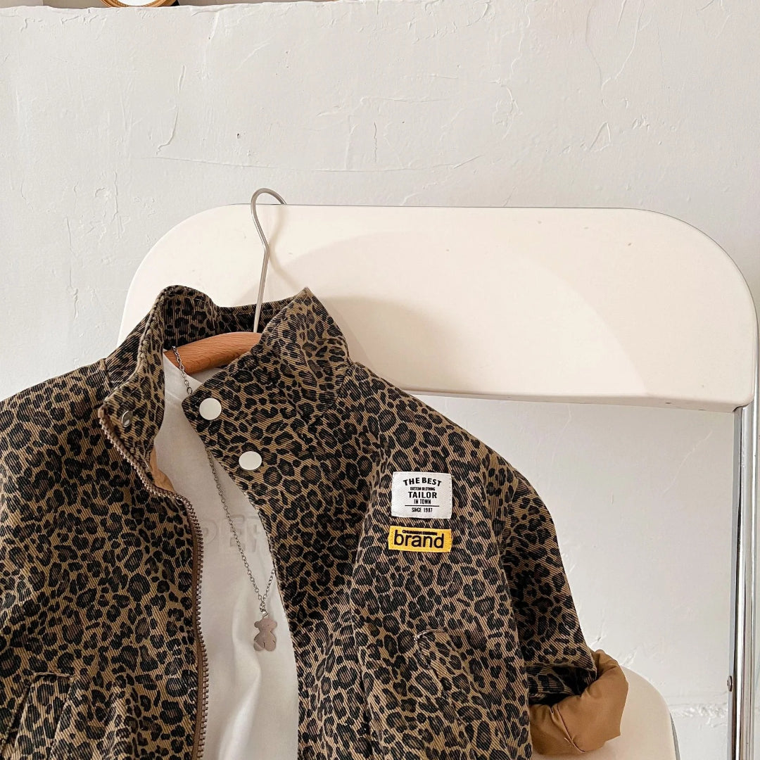 Brown Panther Print Cotton Jacket
