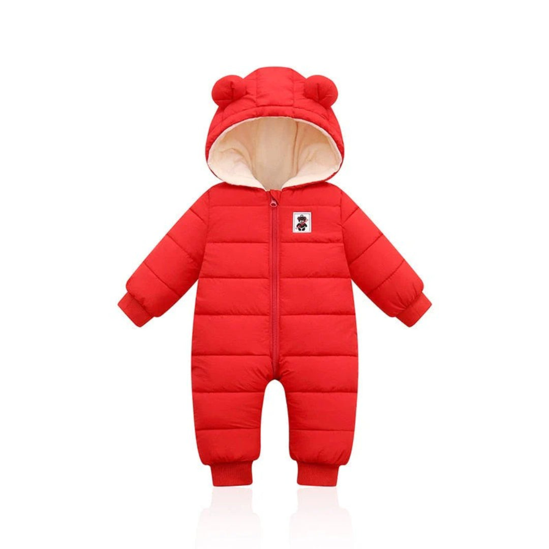 Fleece-Lined Infant Ski Suit with Matching Hat
