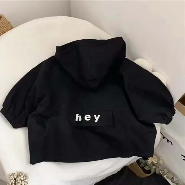 Unisex Kids' Hooded Windbreaker Jacket - Polyester