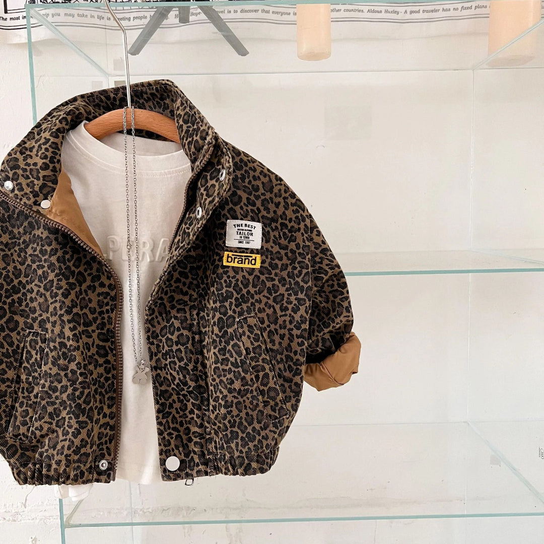 Brown Panther Print Cotton Jacket