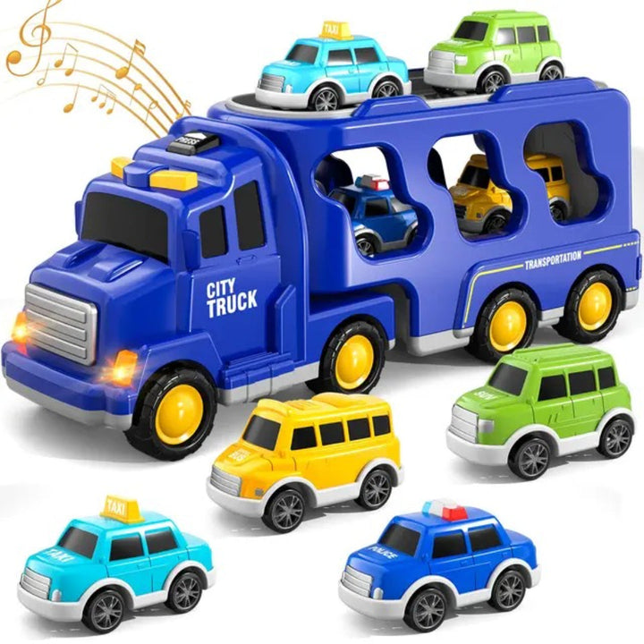 Dual-Layer Truck Set: Fire and Construction Vehicles