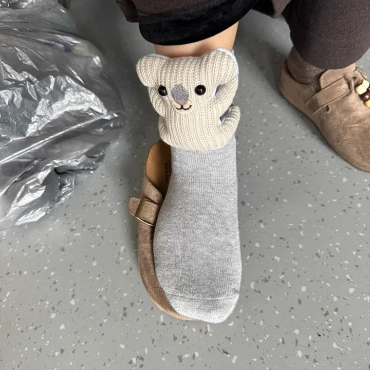 Cozy 3D Animal-Inspired Home Socks with Non-Slip Sole