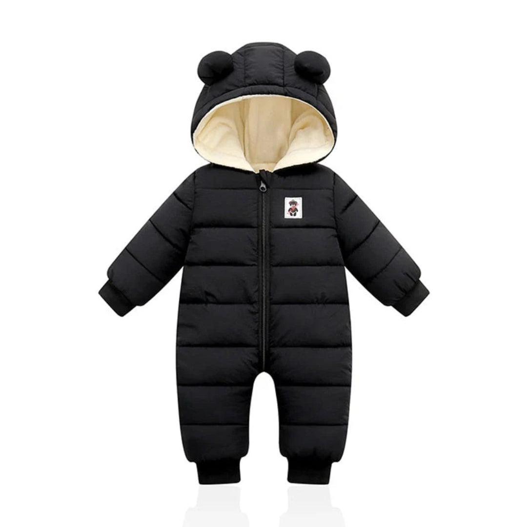 Fleece-Lined Infant Ski Suit with Matching Hat