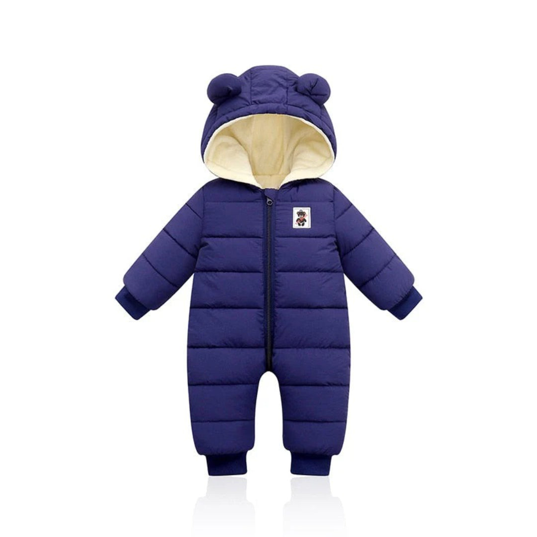 Fleece-Lined Infant Ski Suit with Matching Hat