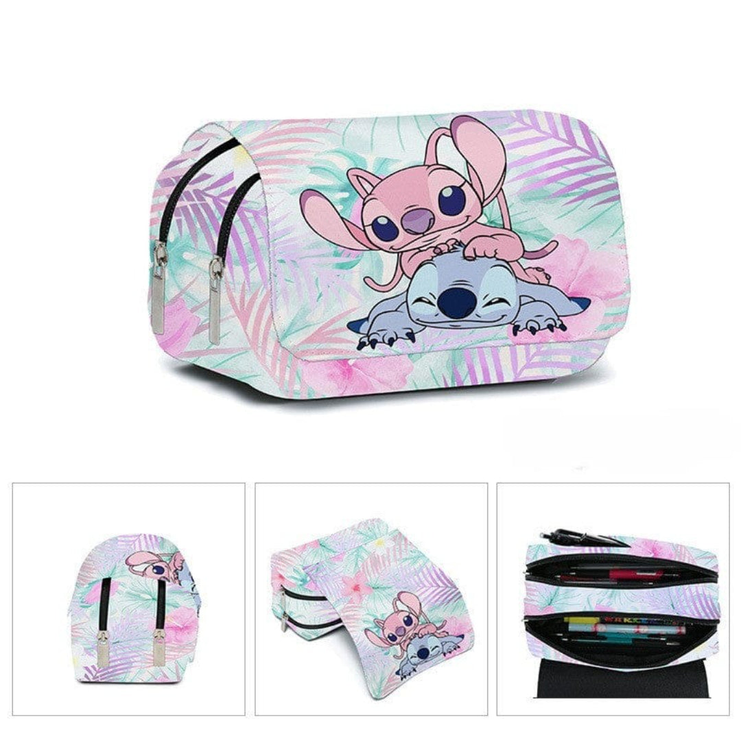 Stitched Design Flap Pencil Case
