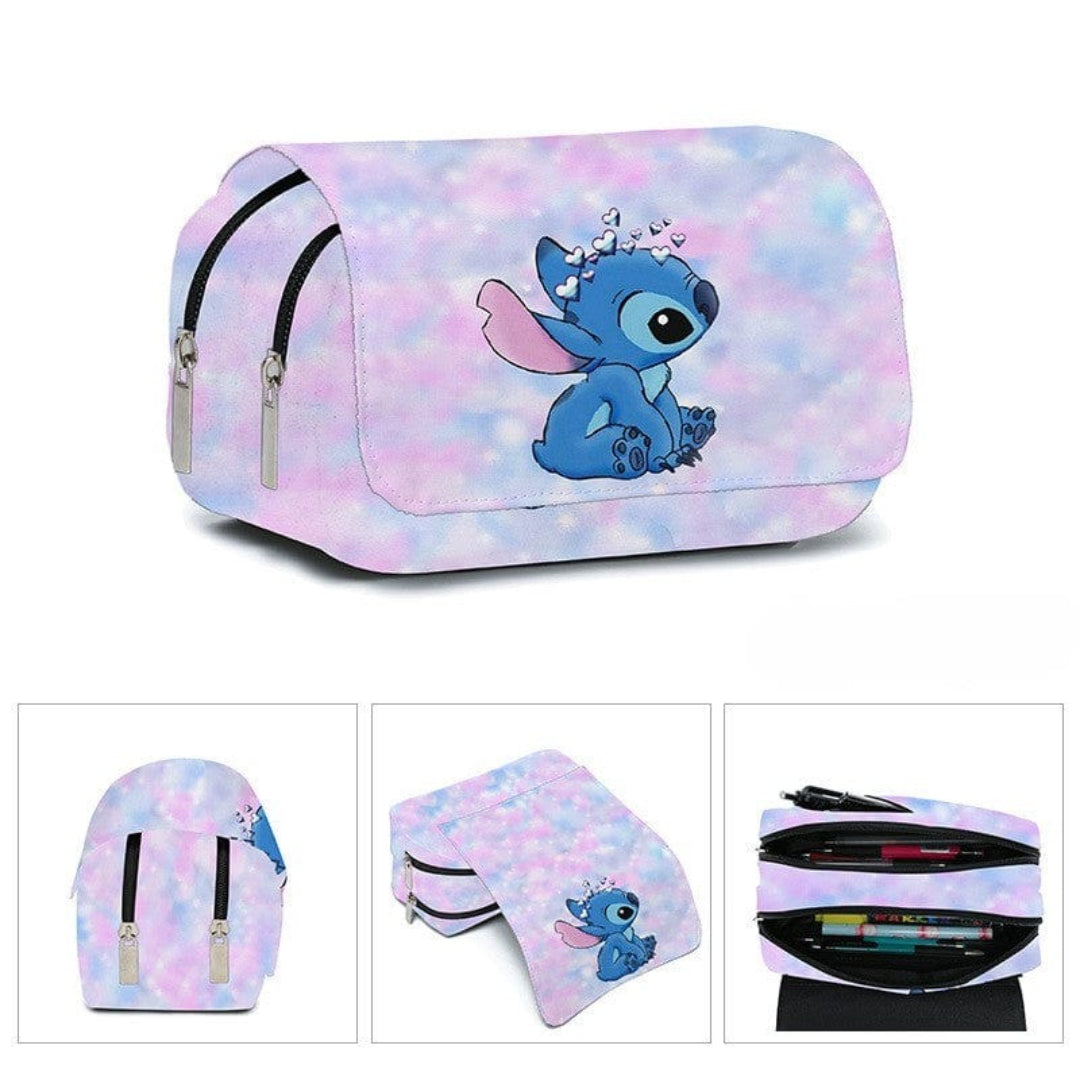 Stitched Design Flap Pencil Case