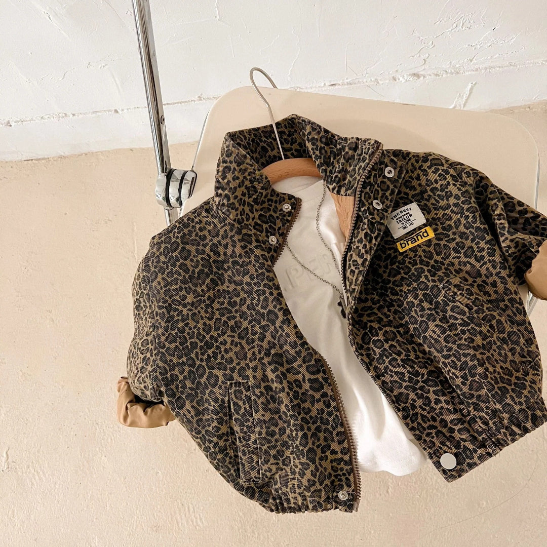 Brown Panther Print Cotton Jacket