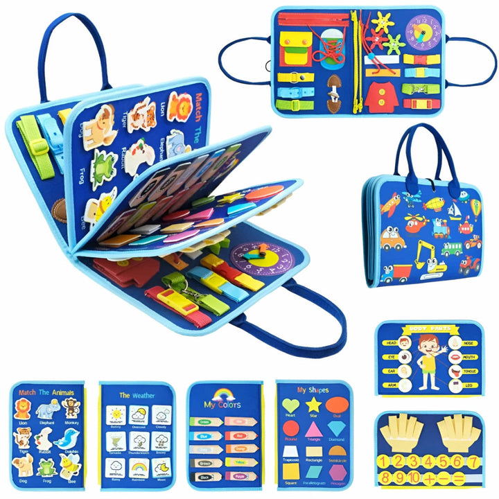 Interactive Montessori Book with Buckles, Buttons, and Shoelaces