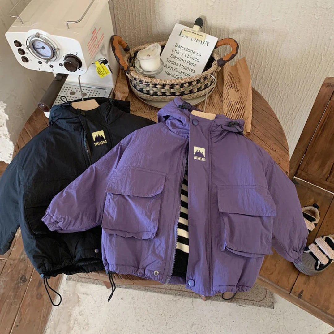 Unisex Polyester Hooded Windbreaker Jacket