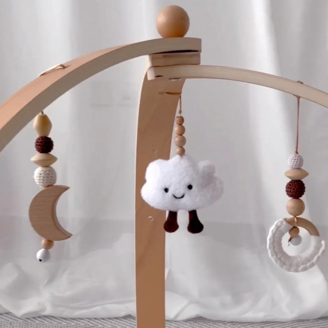 Wooden Baby Play Arch with Hanging Toys