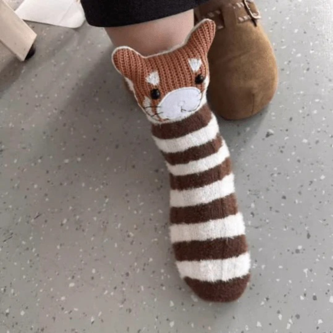 Cozy 3D Animal-Inspired Home Socks with Non-Slip Sole