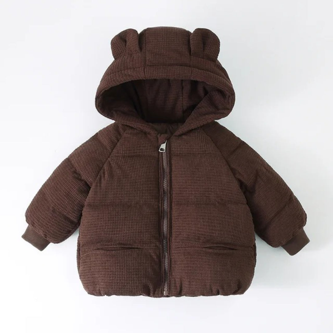 Girl's Winter Coat with Bear Ear Hood and Cuffed Sleeves