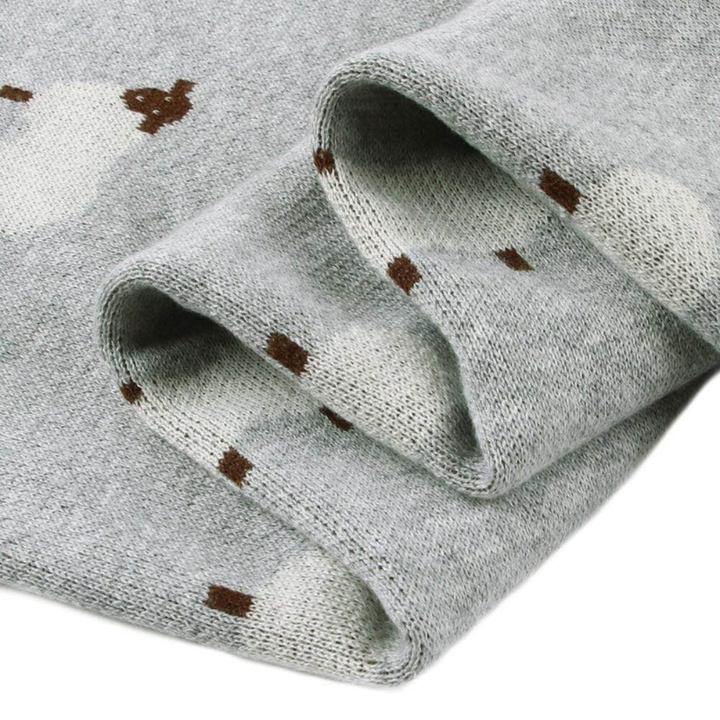 Knitted Baby Blanket Sheep Design | Soft Plush Fabric