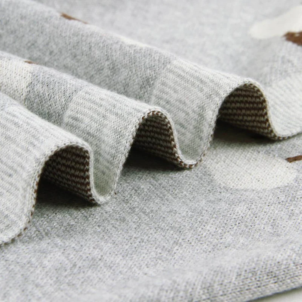 Knitted Baby Blanket Sheep Design | Soft Plush Fabric