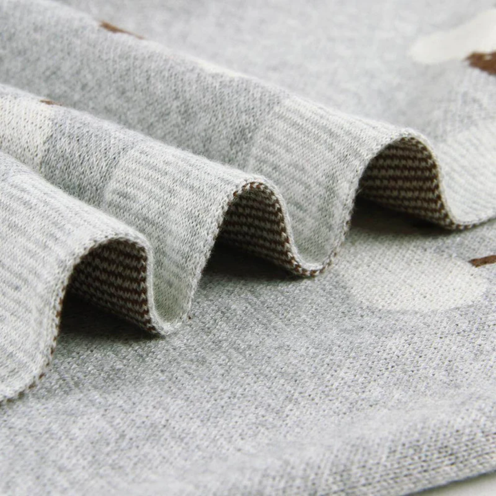 Knitted Baby Blanket Sheep Design | Soft Plush Fabric