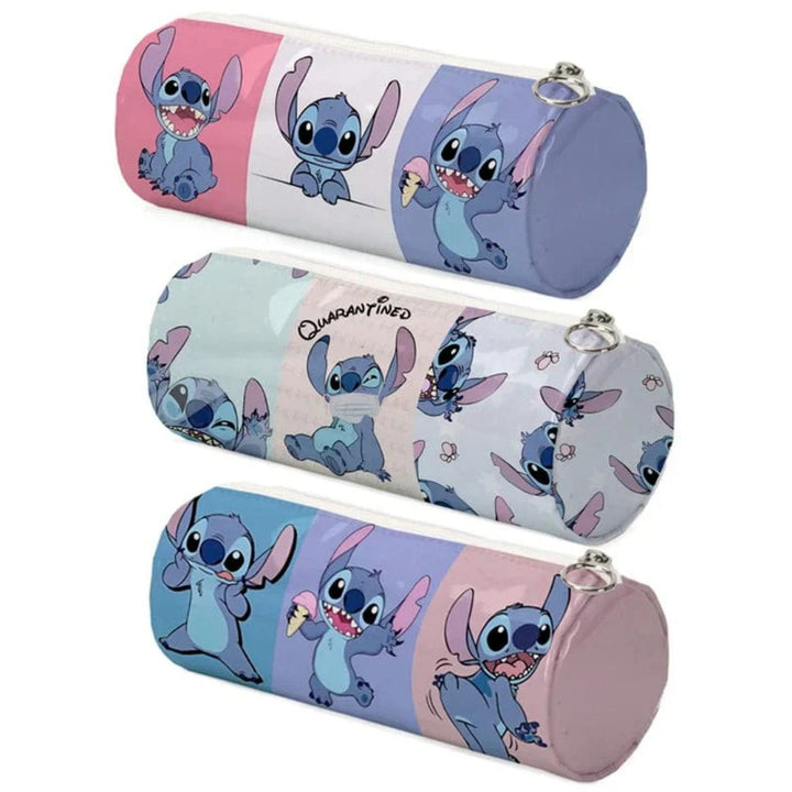 Stitched Design Cylindrical Pencil Case