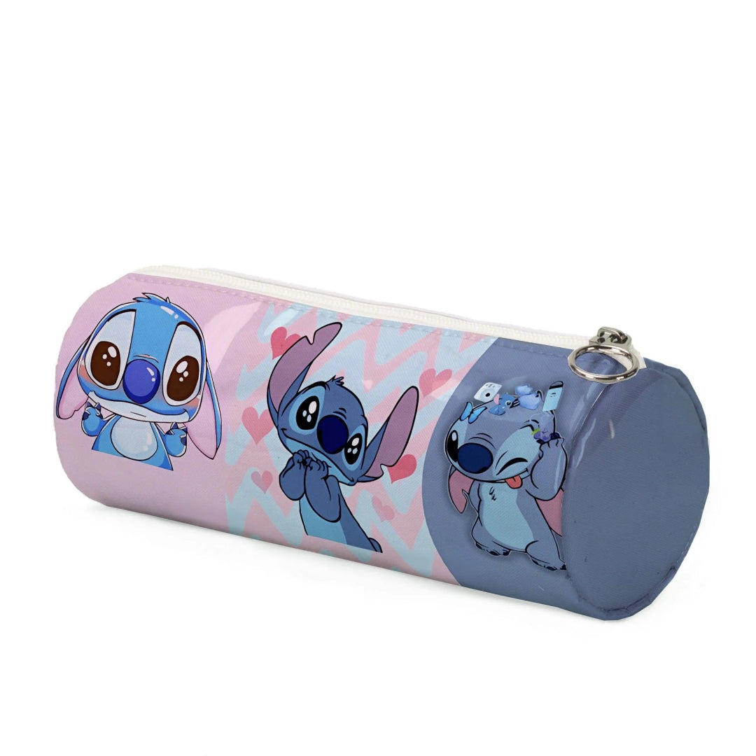 Stitched Design Cylindrical Pencil Case