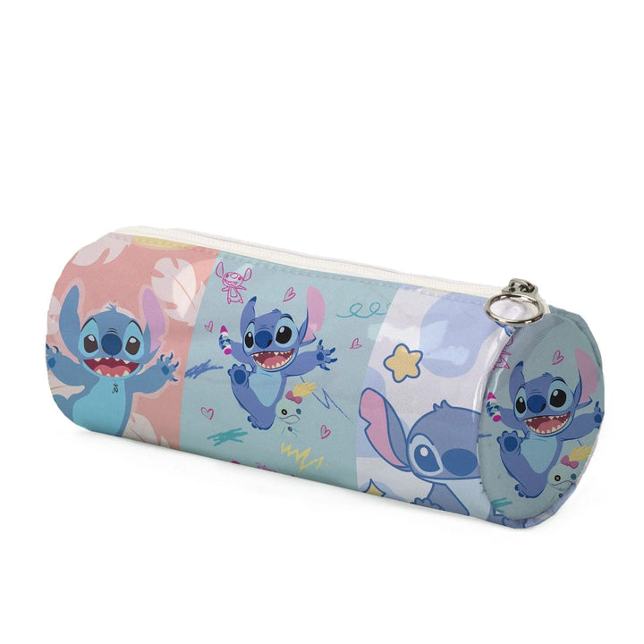 Stitched Design Cylindrical Pencil Case