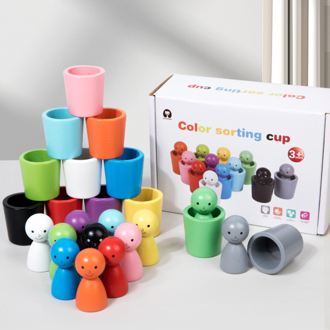 Color Sorting Cups - Wooden Educational Toy