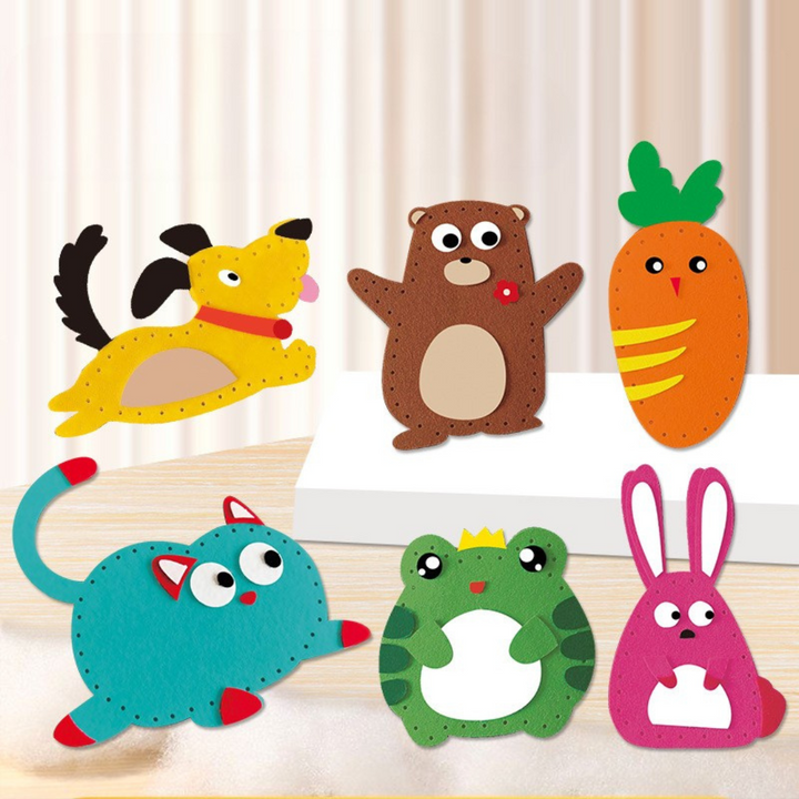 Kids' Safe Crafting Sewing Kit with Felt Animal Projects