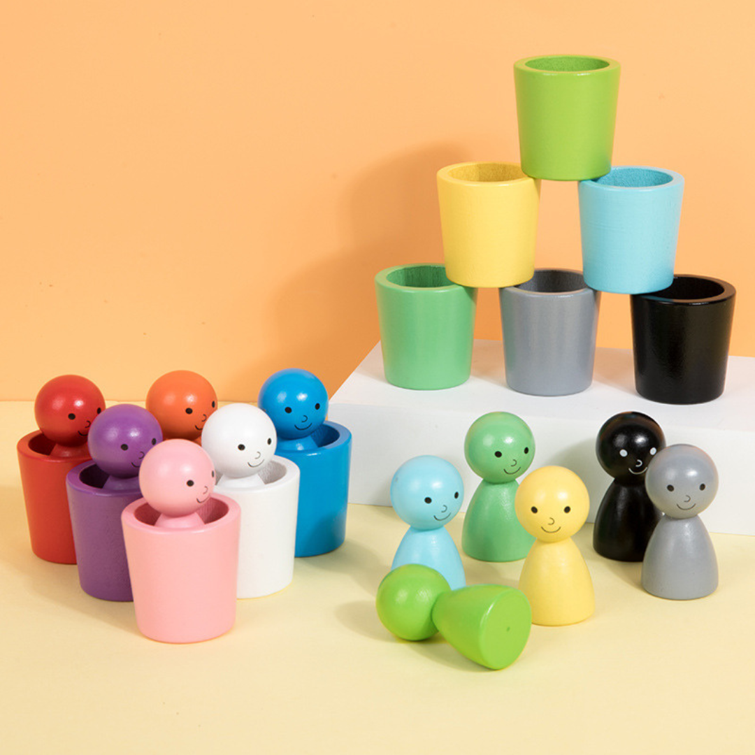 Color Sorting Cups - Wooden Educational Toy