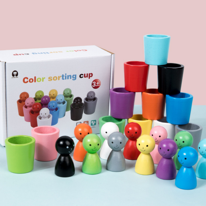 Color Sorting Cups - Wooden Educational Toy