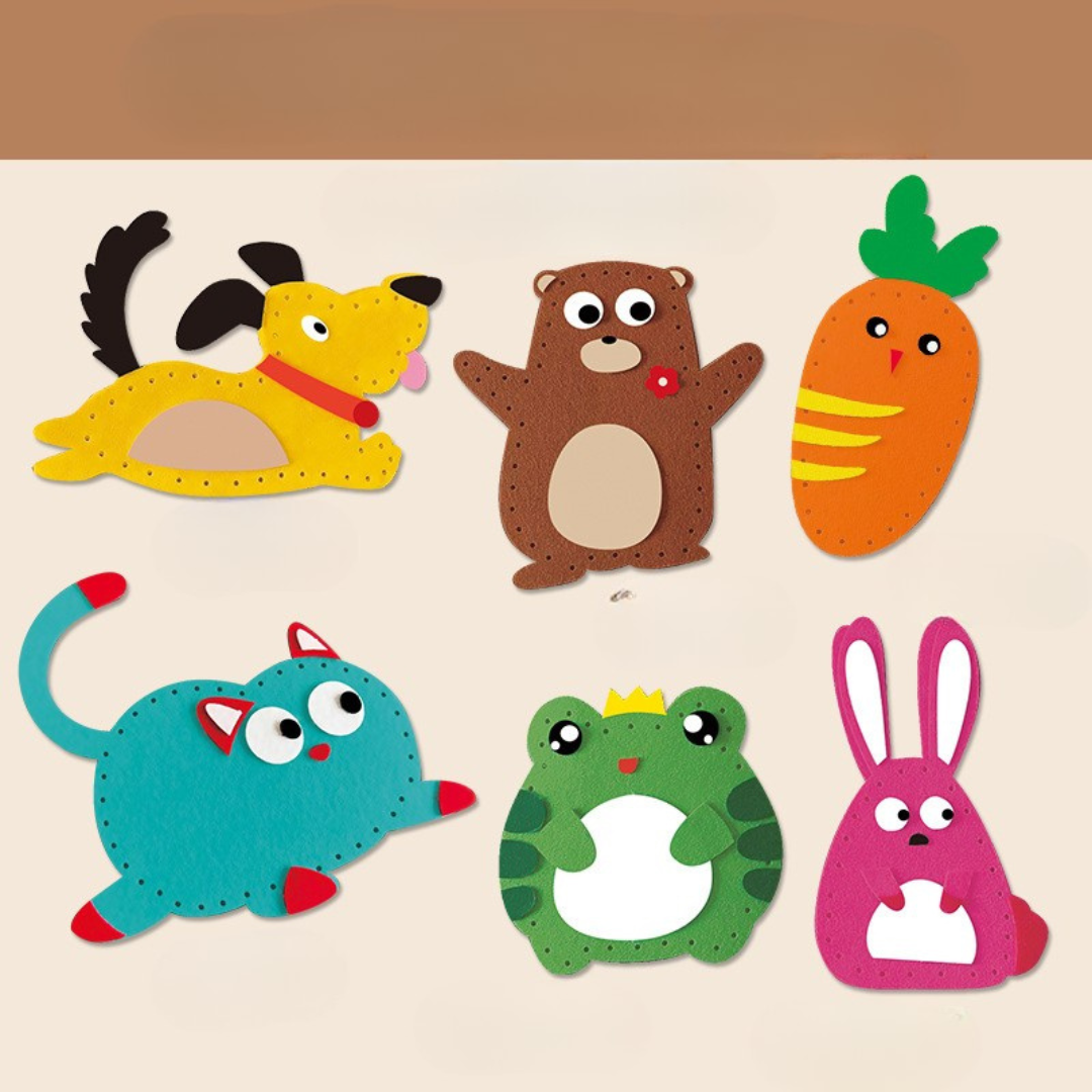 Kids' Safe Crafting Sewing Kit with Felt Animal Projects