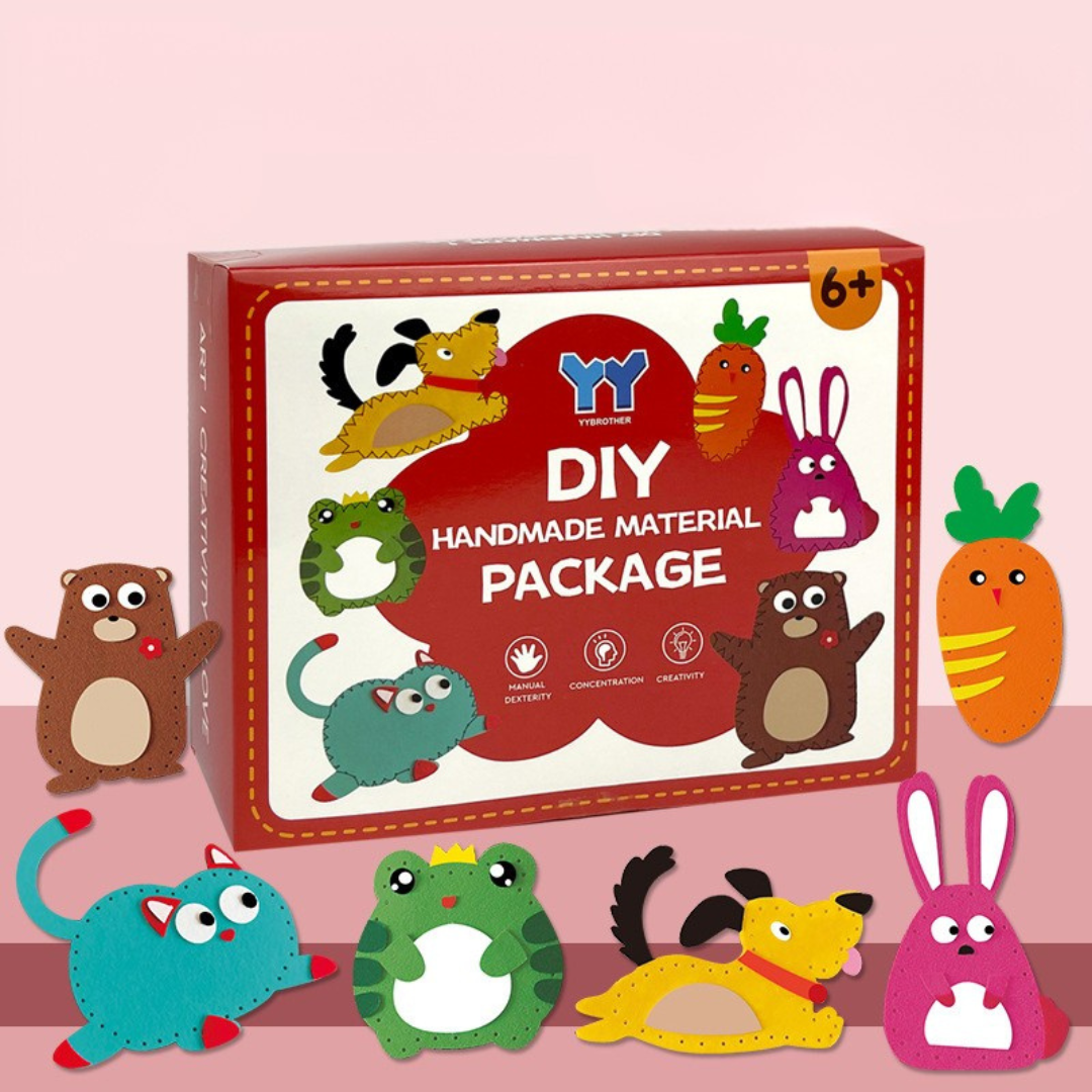 Kids' Safe Crafting Sewing Kit with Felt Animal Projects