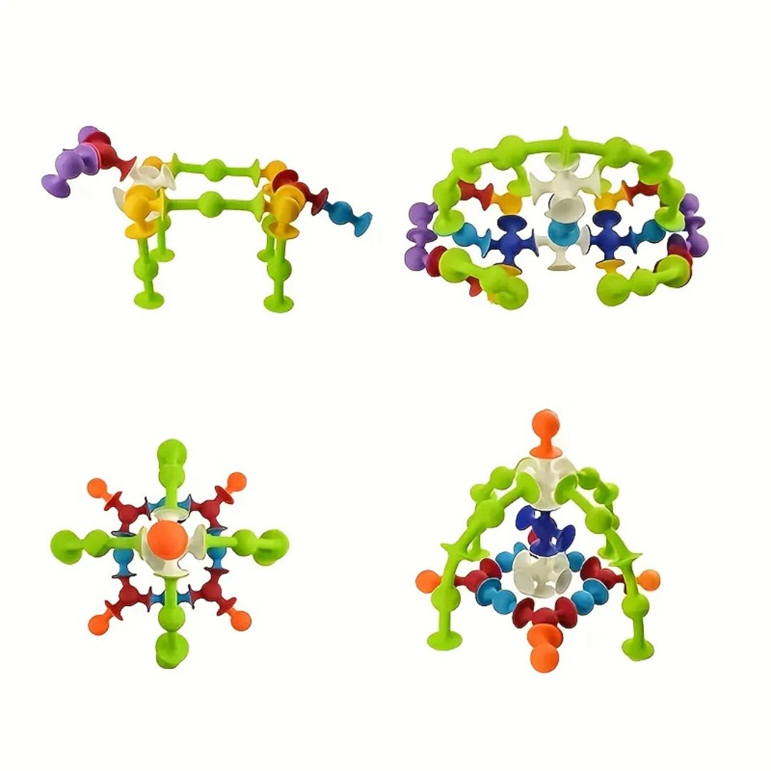 Colorful Sensory Building Toy Set with Suction Cups - Construction Block Kit