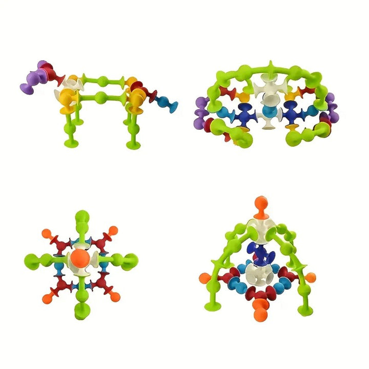 Colorful Sensory Building Toy Set with Suction Cups - Construction Block Kit