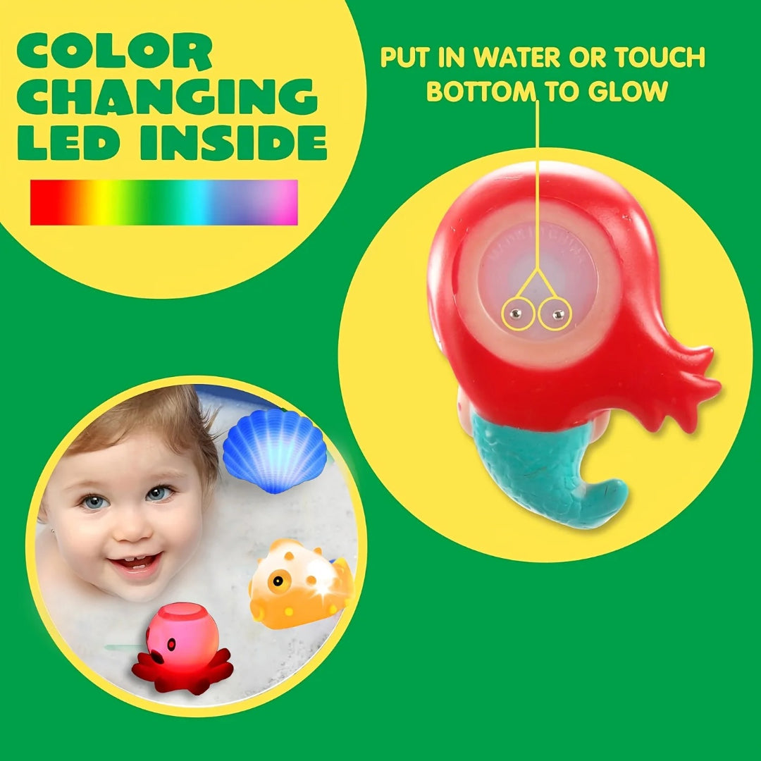 Illuminated Bath Toy Collection: Sparkling Floating Sea Creatures
