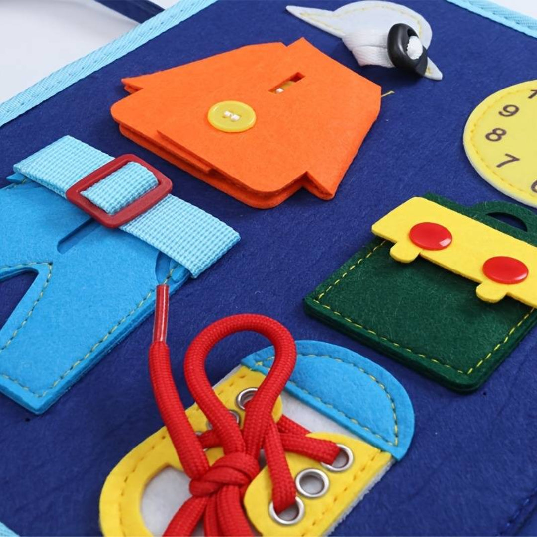 Interactive Montessori Book with Buckles, Buttons, and Shoelaces